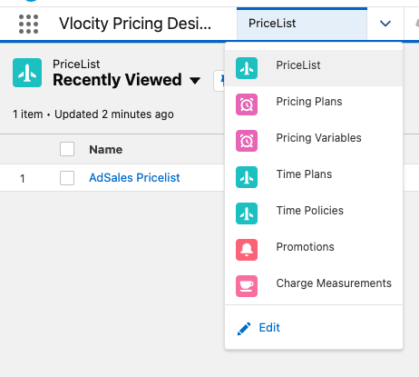 create price list in vlocity pricing designer