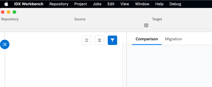 Idx workbench interface first time opening