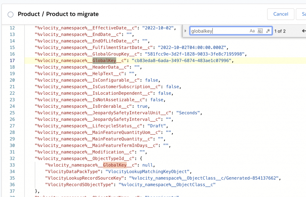 vlocity product migration idx workbench missing globalkey