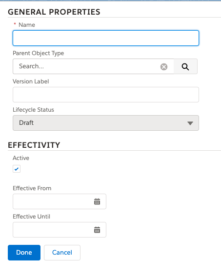 salesforce industries Product object types general properties and effectivity