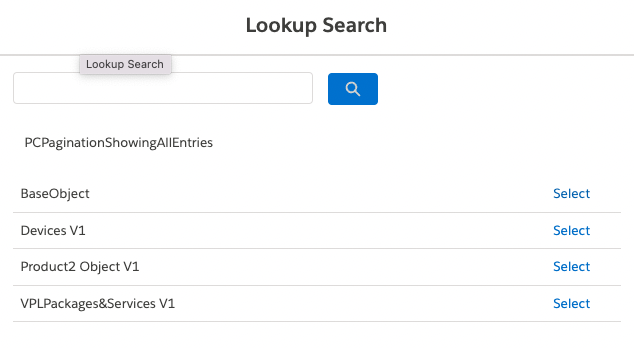 salesforce industries Product object types lookup search with base object