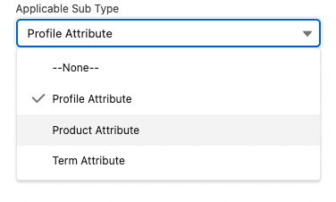 Vlocity Attribute Category applicable sub type