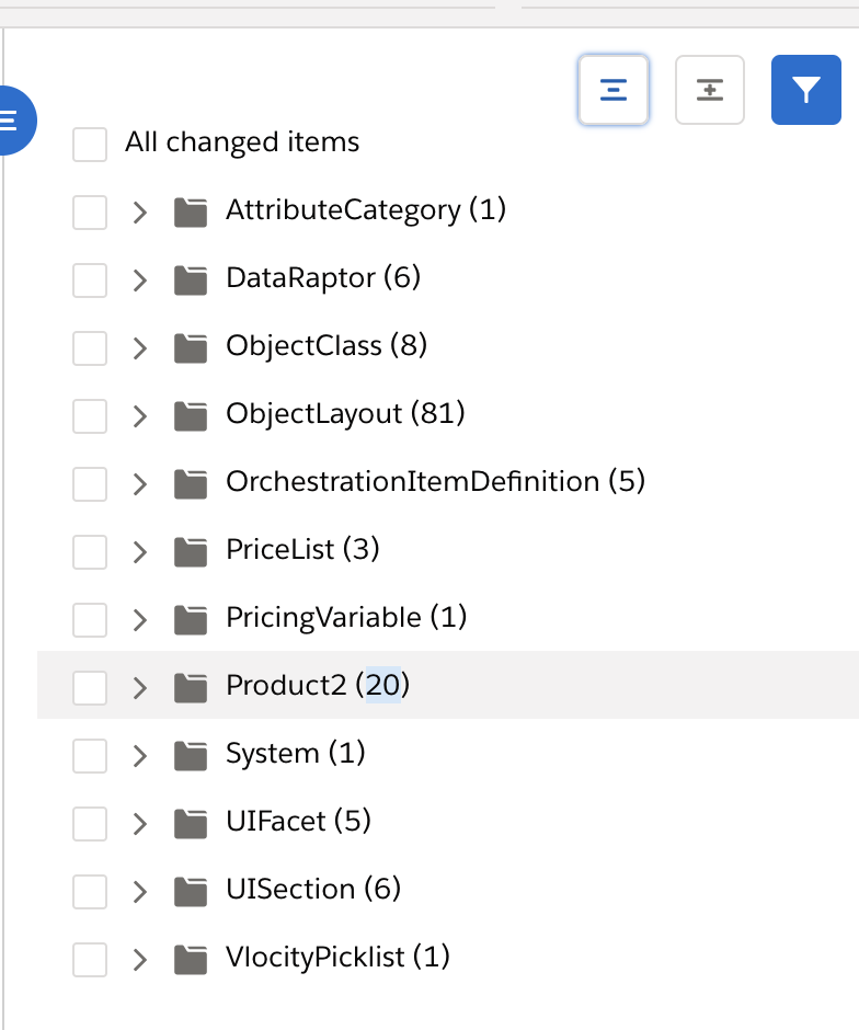 migrate vlocity products idx workbench  items list collapsed